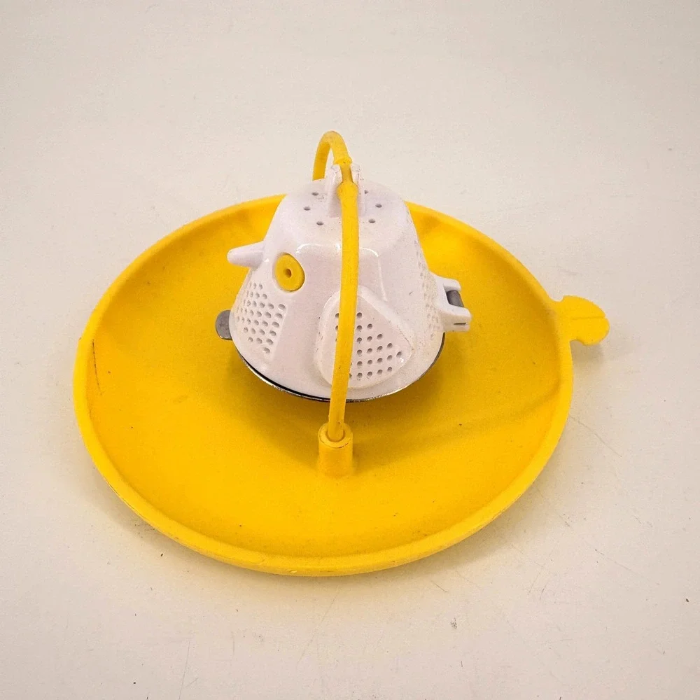 Pampered Chef Owl Bird Tea Infuser‎ Strainer Yellow Drip Tray Kitchen Gadget